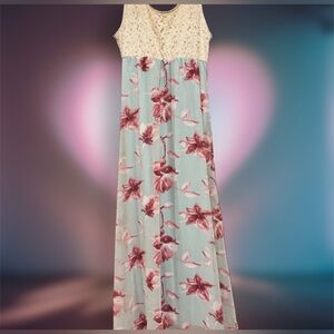 Pink Blush Floral Maxi Dress with Lace Top
